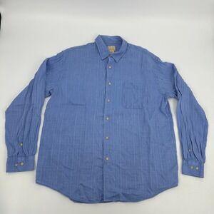 Jos.A.Bank‎ Shirt Men's Large Light Blue 100% Linen Button Up Long Sleeve